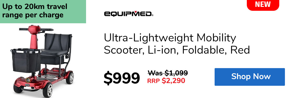 Ultra-Lightweight Mobility Scooter, Li-ion, Foldable, Red
