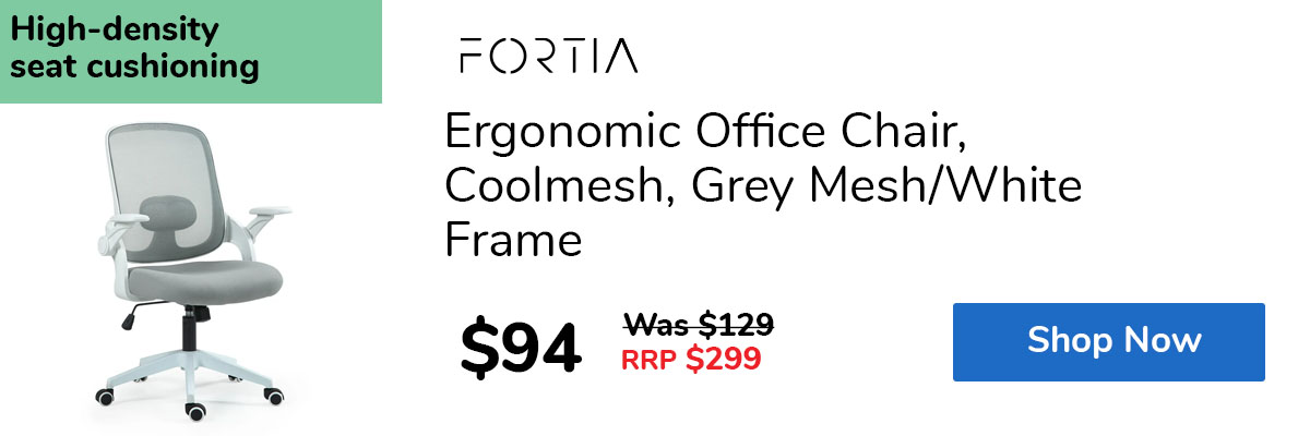 Ergonomic Office Chair, Coolmesh, Grey Mesh/White Frame