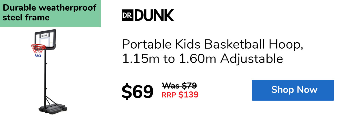 Portable Kids Basketball Hoop, 1.15m to 1.60m Adjustable