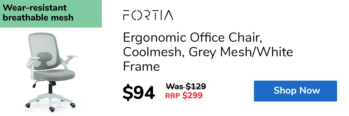 Ergonomic Office Chair, Coolmesh, Grey Mesh/White Frame