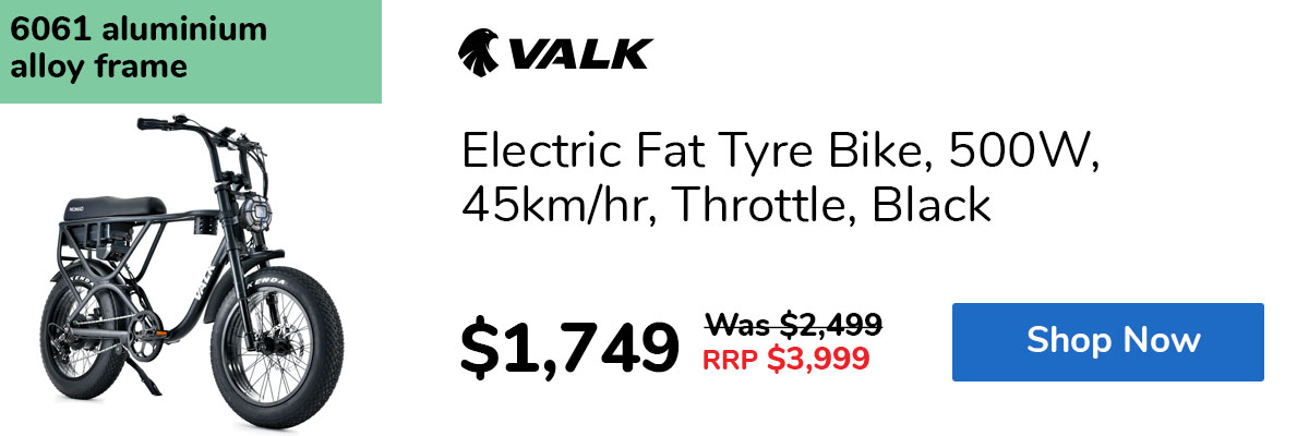 Electric Fat Tyre Bike, 500W, 45km/hr, Throttle, Black