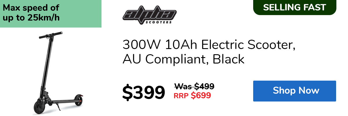300W 10Ah Electric Scooter, AU Compliant, Black