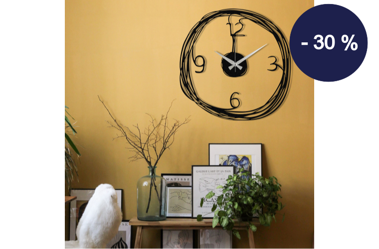 Kovové nástěnné hodiny 48 cm černé - 1 519 Kč