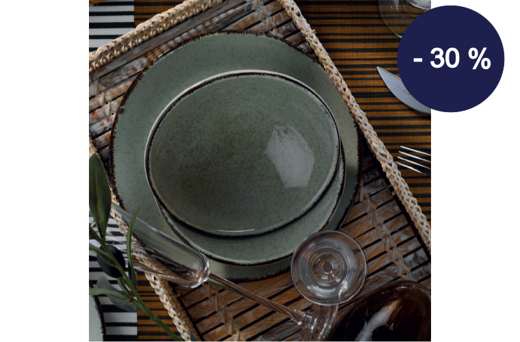 Porcelánová jídelní souprava 24 ks POPPY zelená - 2 410 Kč