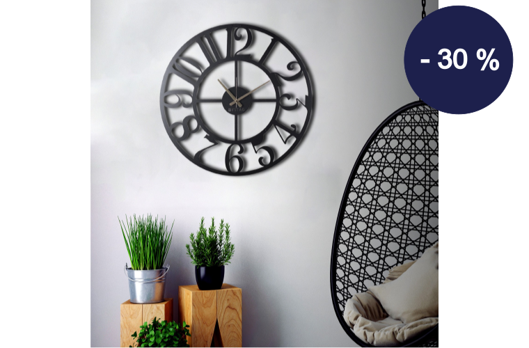 Nástěnné hodiny kov černé 50 cm - 1 724 Kč