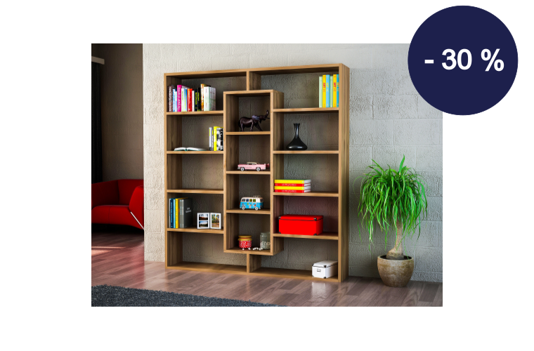 Knihovna AMPLE ořech - 3 488 Kč