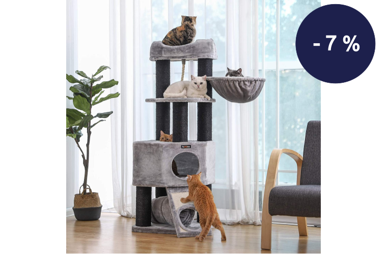Kočičí strom škrabadlo 141 cm šedý černý - 3 379 Kč