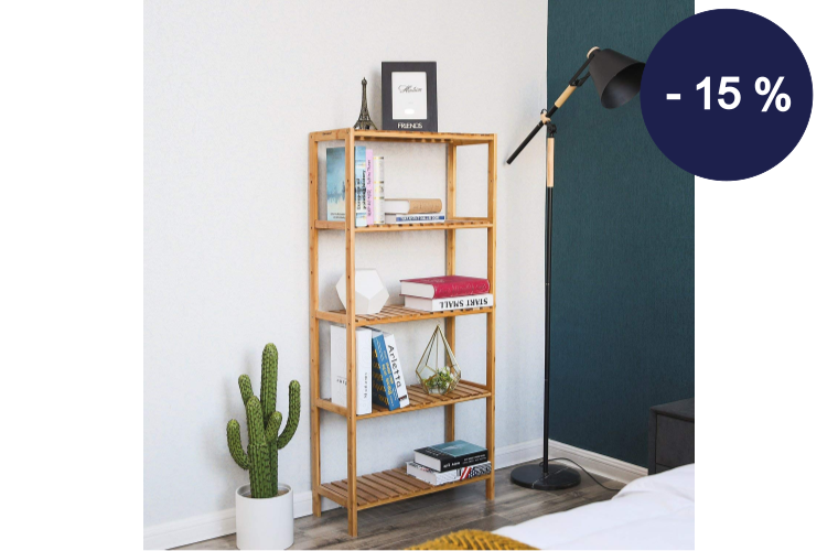 Bambusový regál 5 polic přírodní 60x130 cm - 1 229 Kč