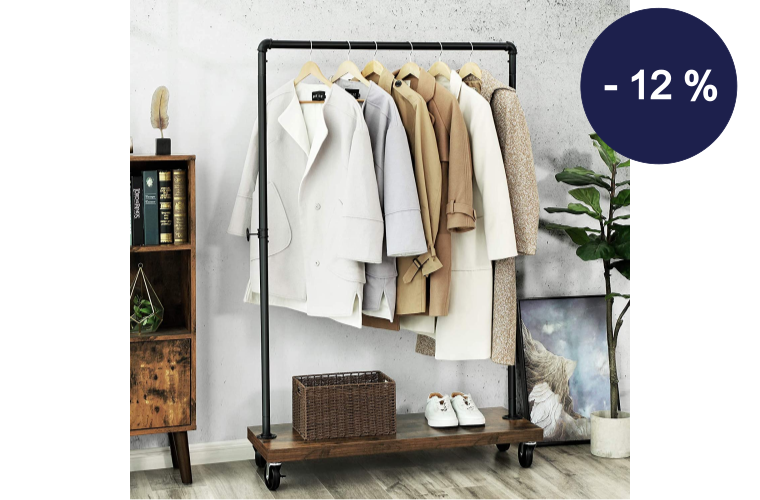Stojan na šaty pojízdný, industriální - 1 549 Kč