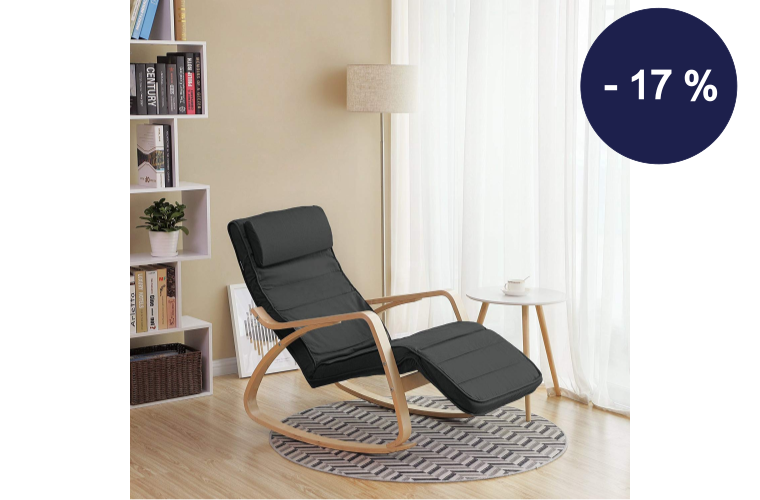 Houpací křeslo polstrované šedé - 2 699 Kč