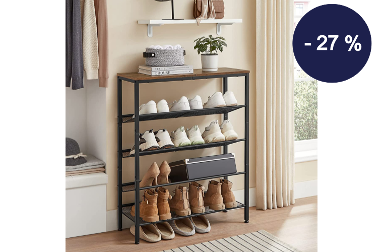 Botník 75 x 93 x 28 cm industriální černý - 1 499 Kč