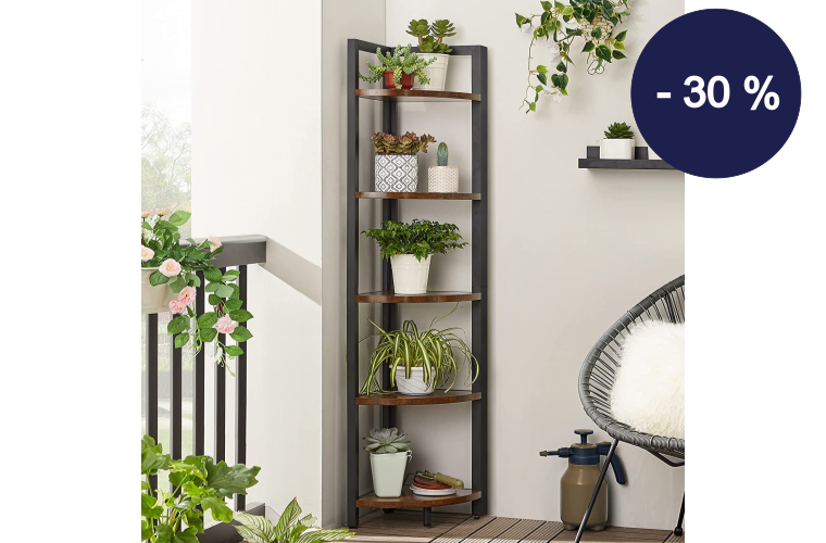 Knihovna rohová industriální 30x30x150cm černá hnědá - 1 659 Kč