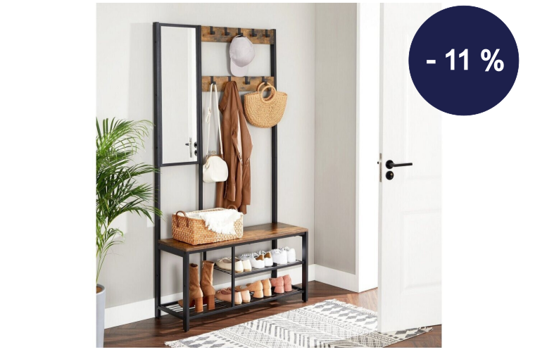 Předsíňový věšák se zrcadlem industriální - 2 249 Kč