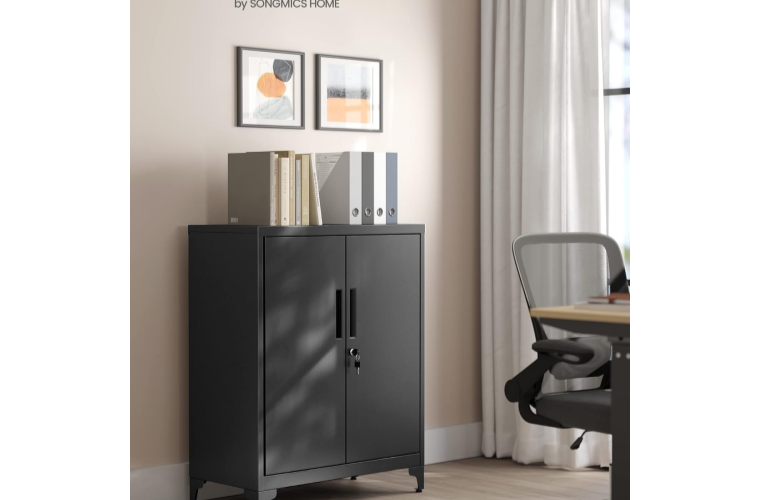 Kovová skříň se zámkem 80 x 90 x 40 cm černá - 3 149 Kč