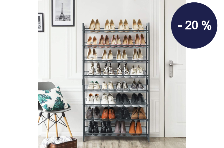 Botník kovový stohovatelný antracit 92 x 163 x 30 cm - 1 695 Kč