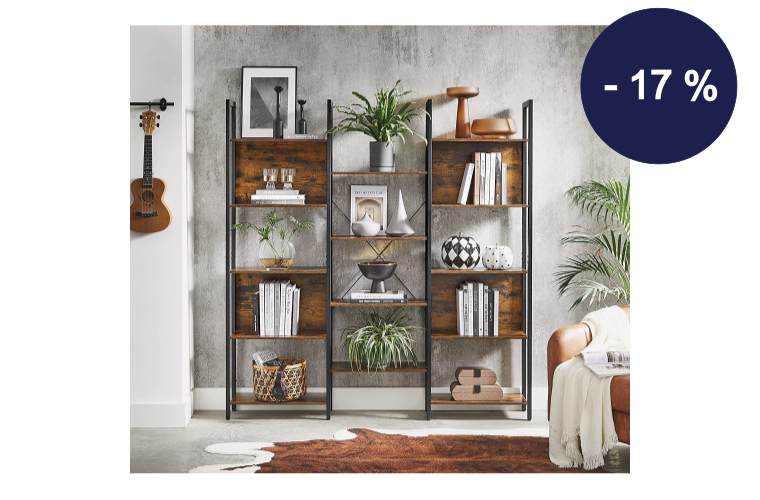 Knihovna industriální třídílná 158 x 166 x 24 cm - 2 999 Kč