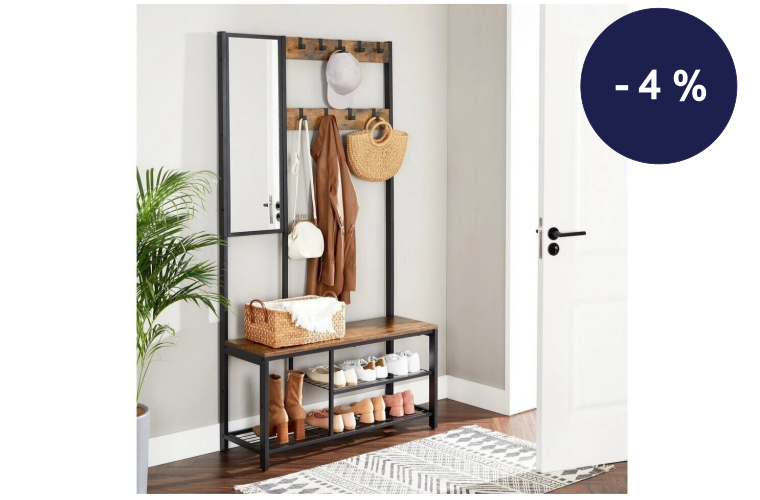 Předsíňový věšák se zrcadlem industriální - 2 249 Kč