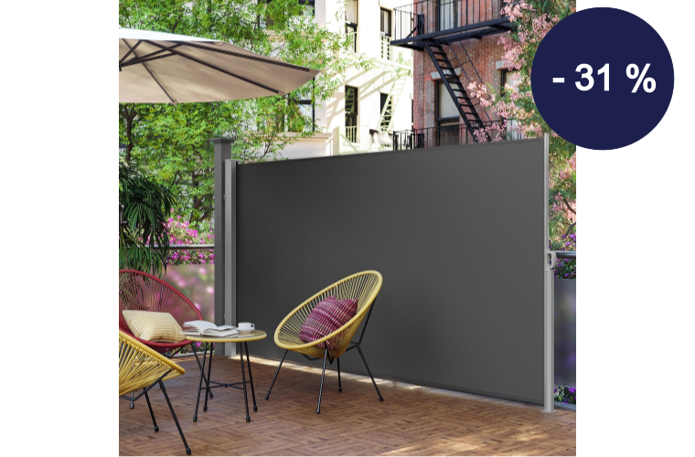 Boční markýza zatahovací tmavě šedá 160x450 cm - 2 309 Kč