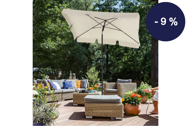 Slunečník obdélníkový 200 x 125 cm béžový - 890 Kč