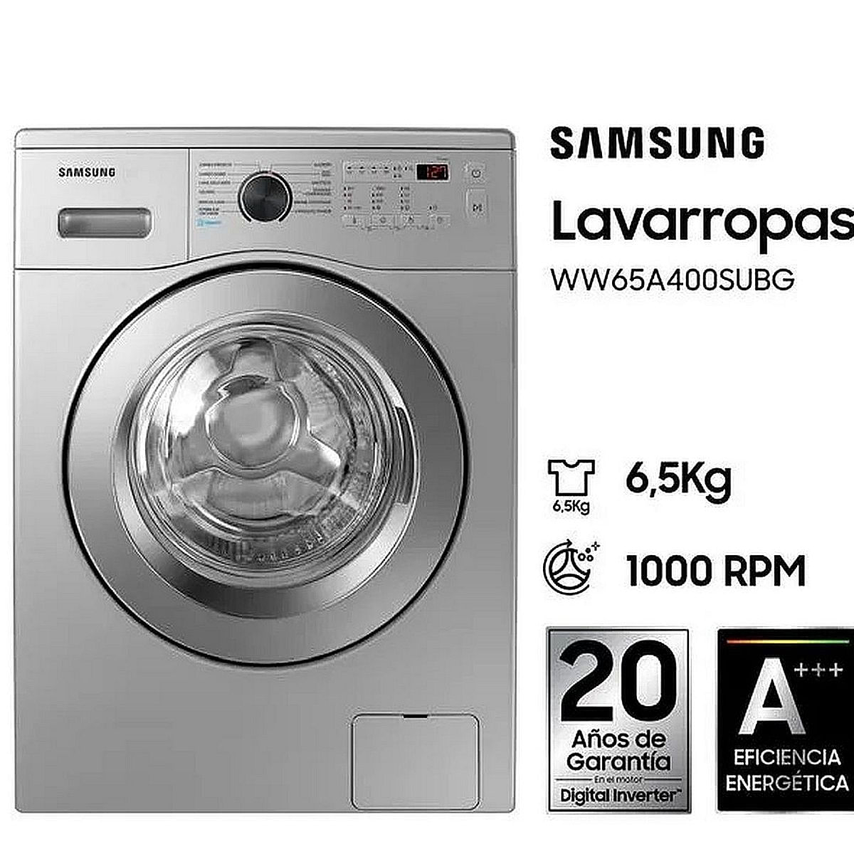 Lavarropas Samsung 6.5 Kg Ww65A40000S Inv 1000Rpm Silver