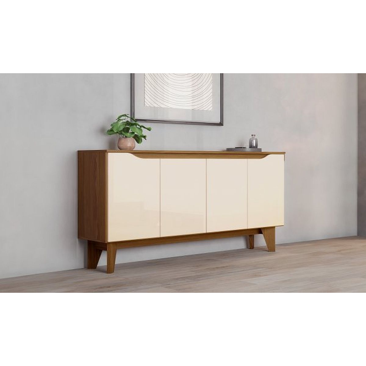 Vajillero Henn Quartzo 4 Puertas Blanco Y Natural