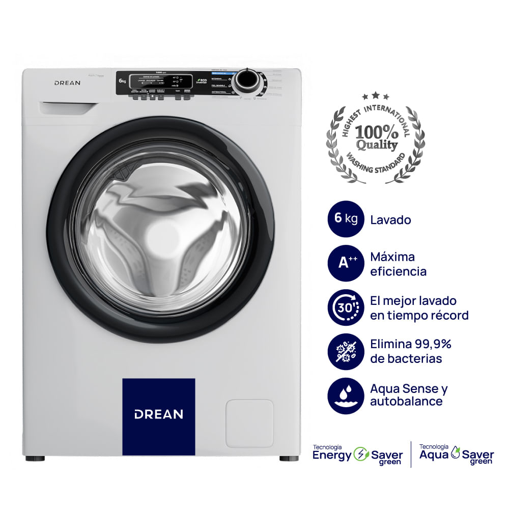 Lavarropas Drean 6kg Lcfdr0610lb0 1000rpm Blanco A++