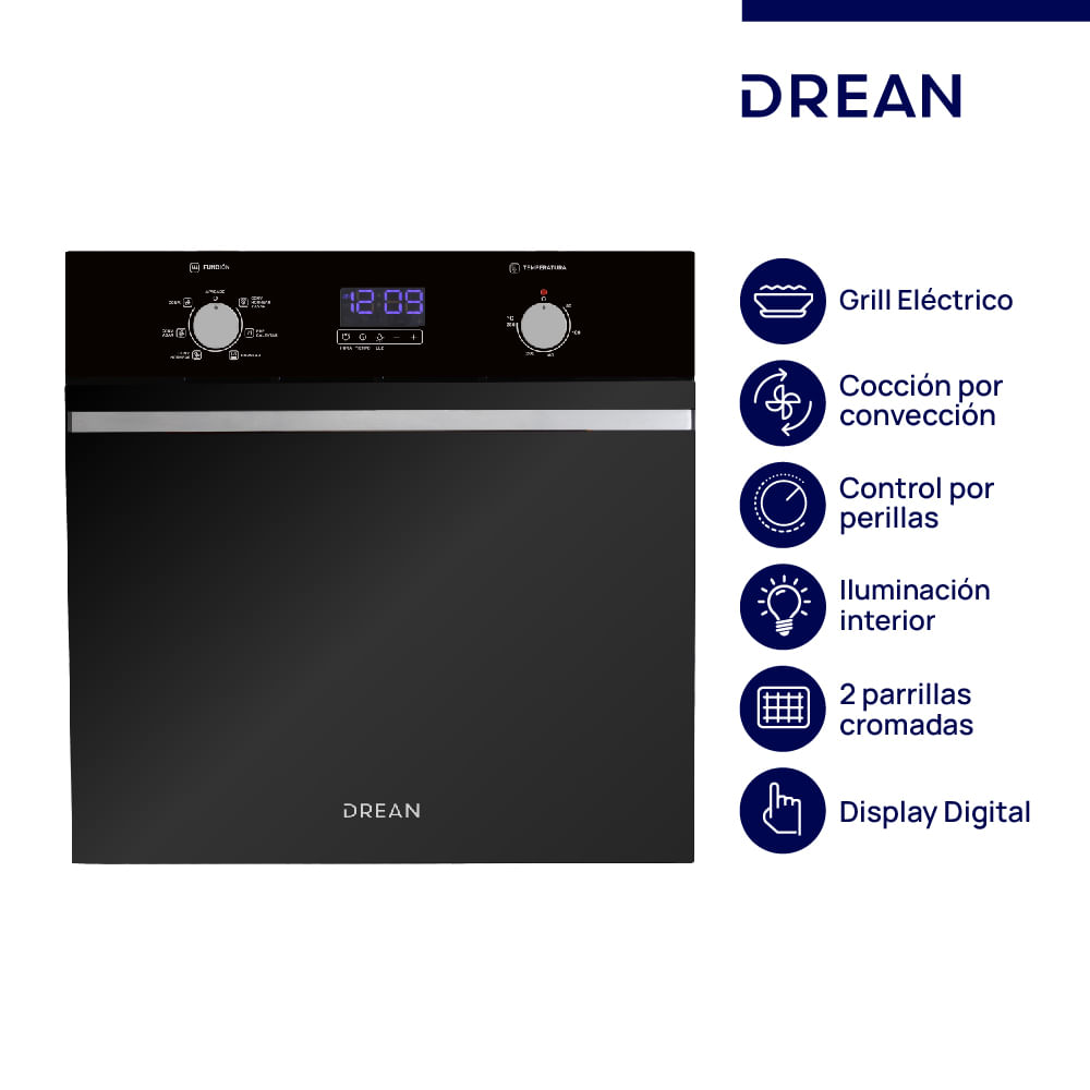 Horno Eléctrico empotrable 60 cm Inoxidable Drean HEDR601CN