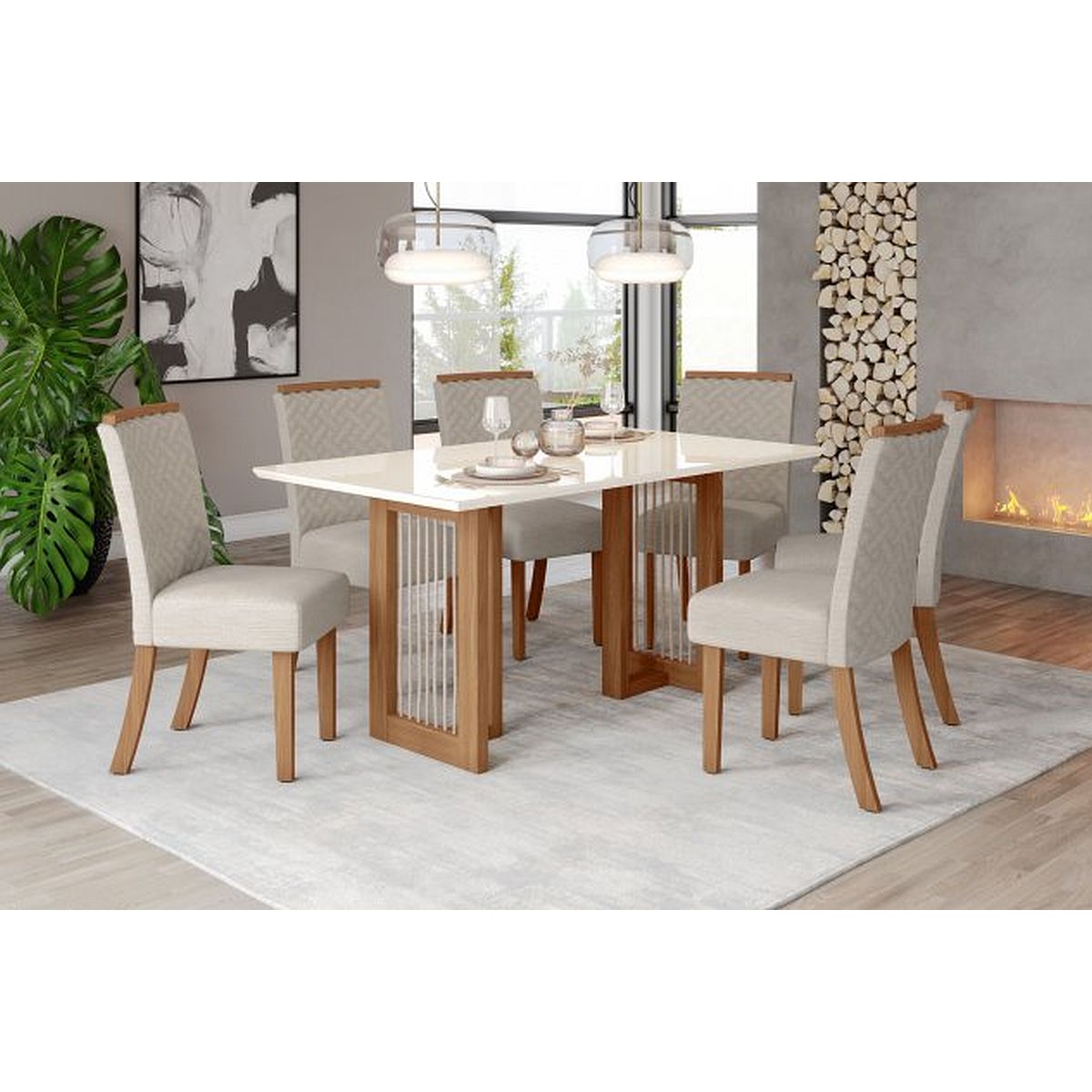 Juego De Comedor Henn Yara 1,6 M + 6 Sillas Malu
