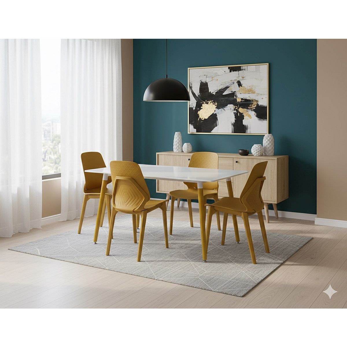 Juego Mesa Barulich 140x80  + 4sillas Gao Ocre