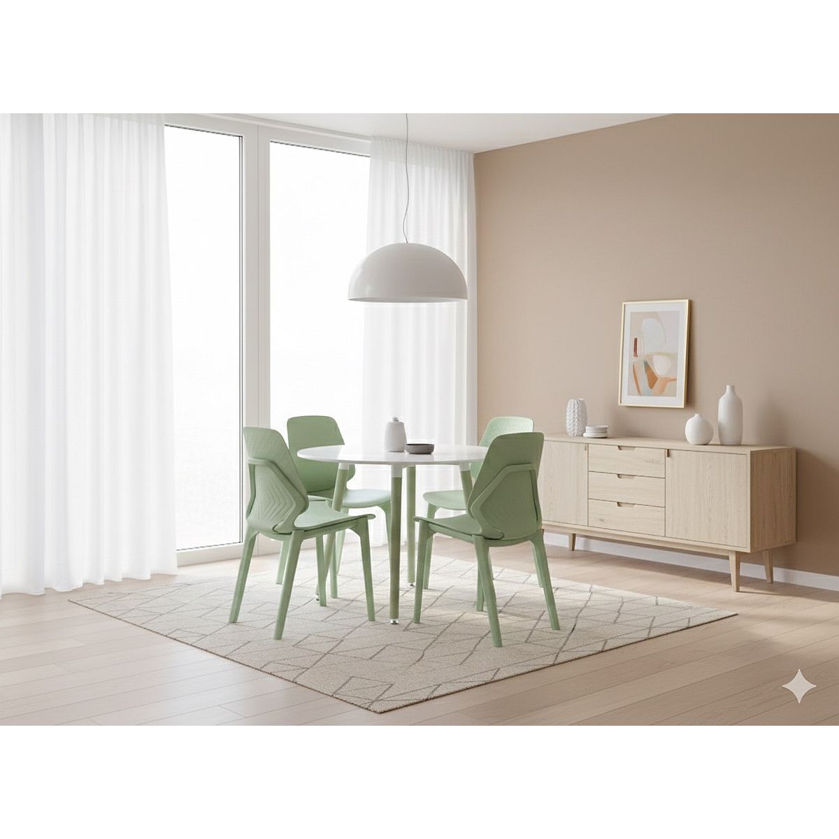 Juego Mesa Barulich Diam 1m +4sillas Gao Verde