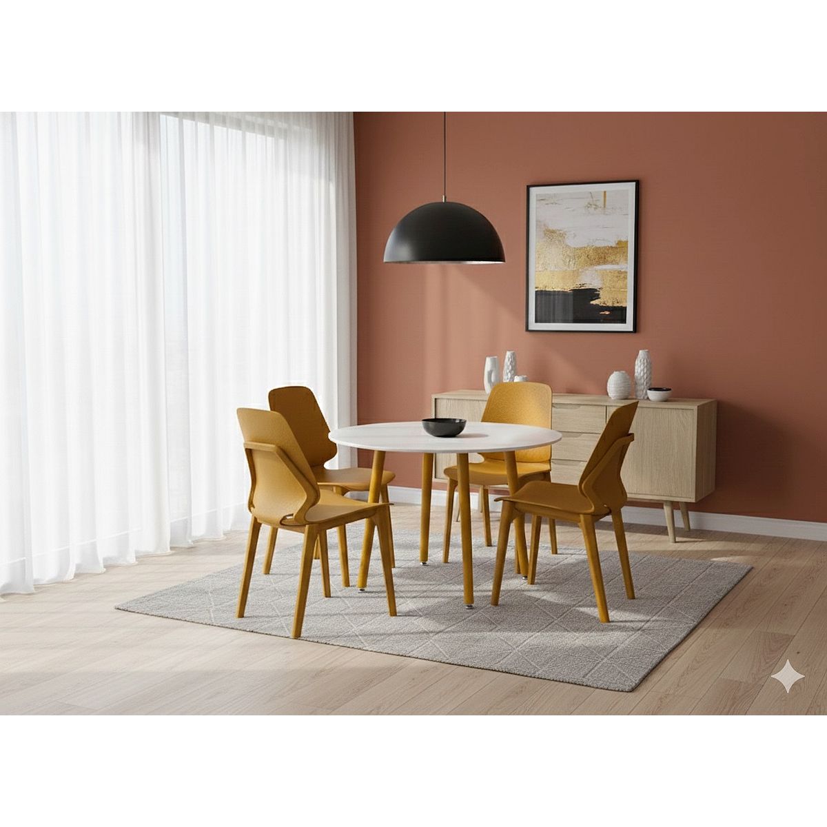 Juego Mesa Barulich Diam 1 +4sillas Gao Ocre