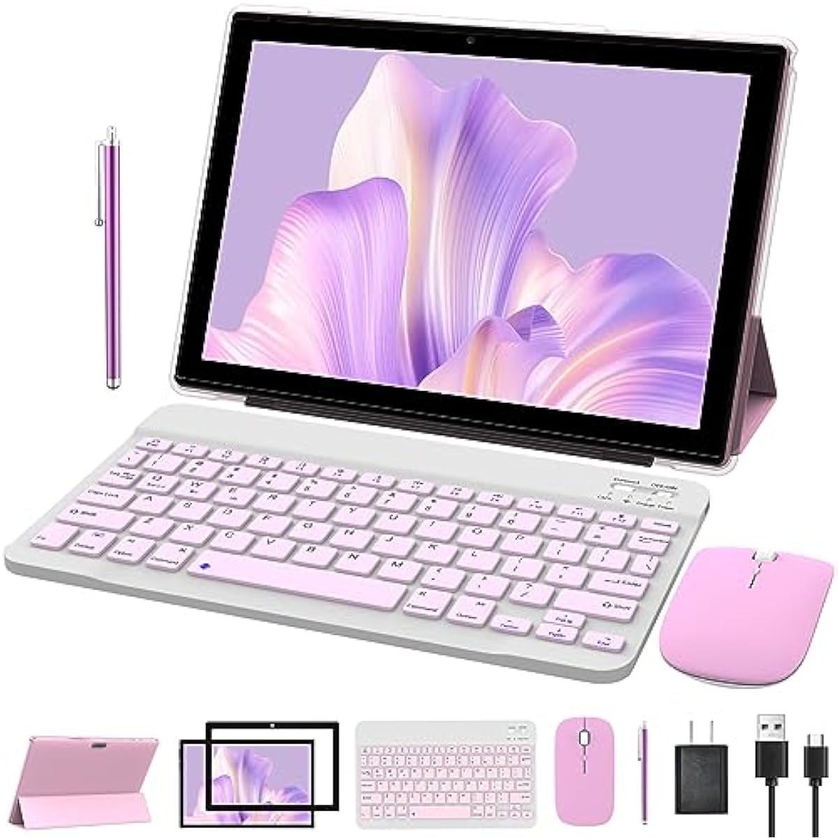 Tableta 2 en 1 con Android 12 OS de 10 pulgadas, tabletas con teclado, ratón, funda, lápiz