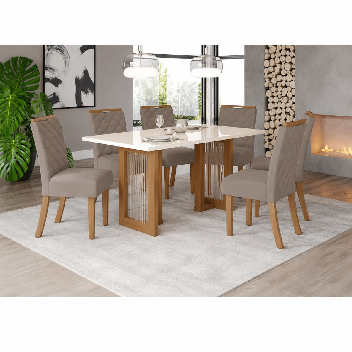 Juego De Comedor Henn Yara 1,6 M +6 Sillas Bella