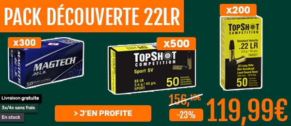 Pack découverte 1000 cartouches 22lr 40grs/2.6g - Port gratuit