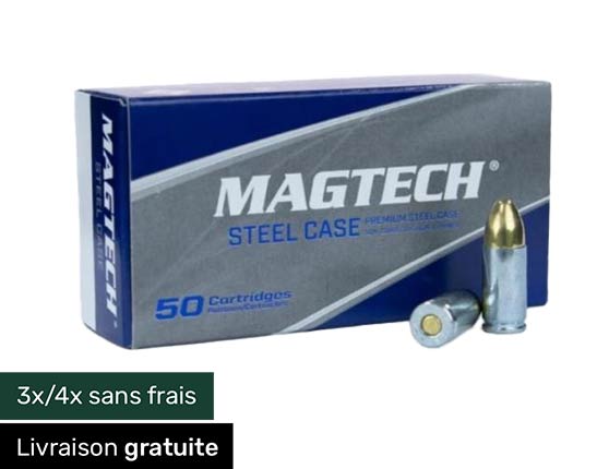 Pack de 1000 Balles Magtech Douilles Acier - Cal.9x19 - FMJ 124gr (20 Boites de 50)