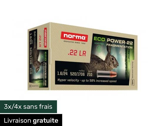 Balles Norma eco power-22 par 500 - Cal. 22LR