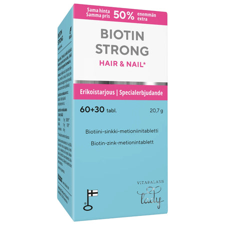 BIOTIN Strong Hair & Nail tabletti 60+30 kpl kampanjapakkaus