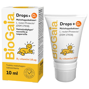 BIOGAIA Drops + D3 maitohappobakteeritippa 10 ml