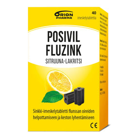 POSIVIL Fluzink sitruuna-lakritsi sinkkiasetaatti-imeskelytabletti