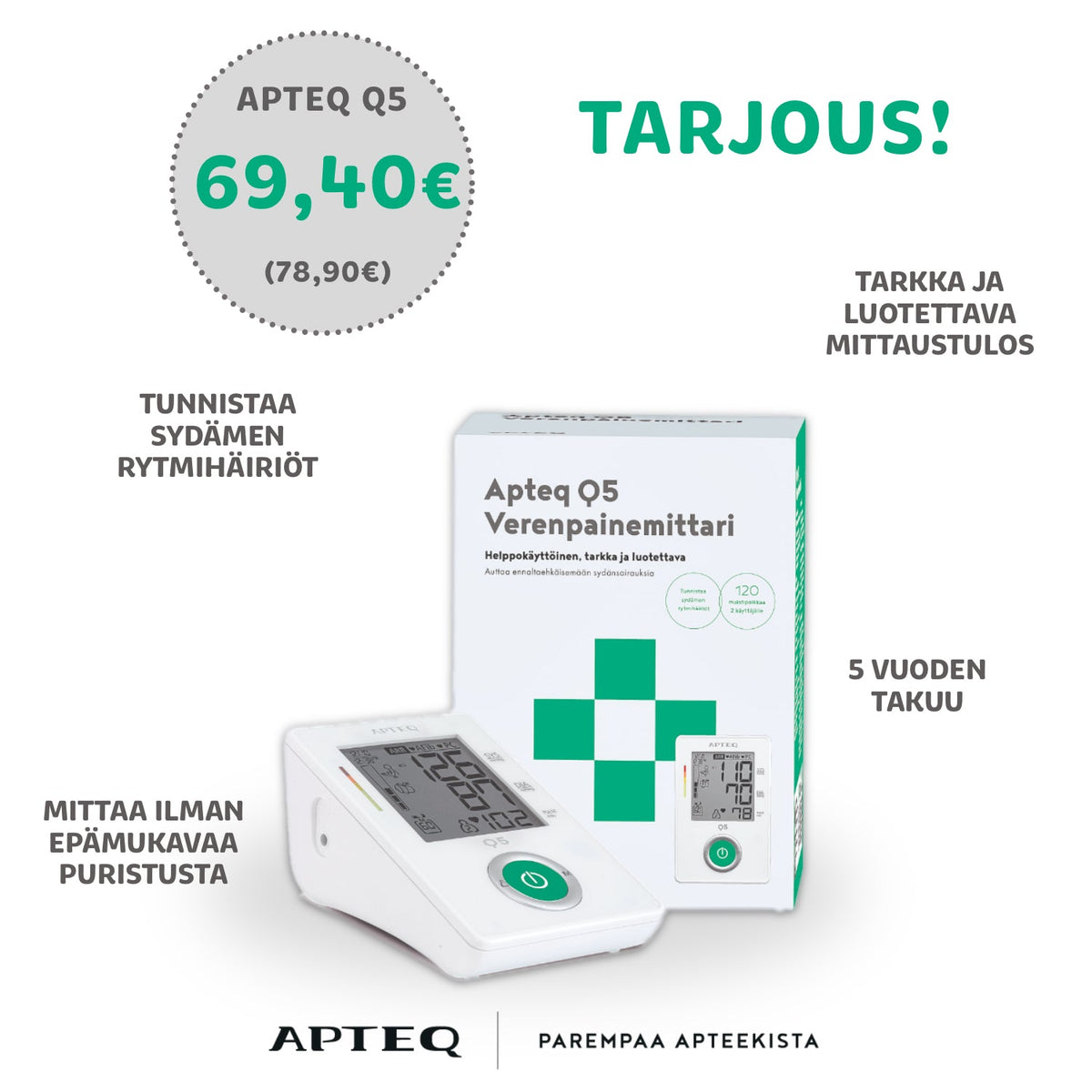 Apteq Q5 verenpainemittari 69,40€