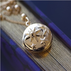 Gold Plated Locket with Sun Moon & Stars