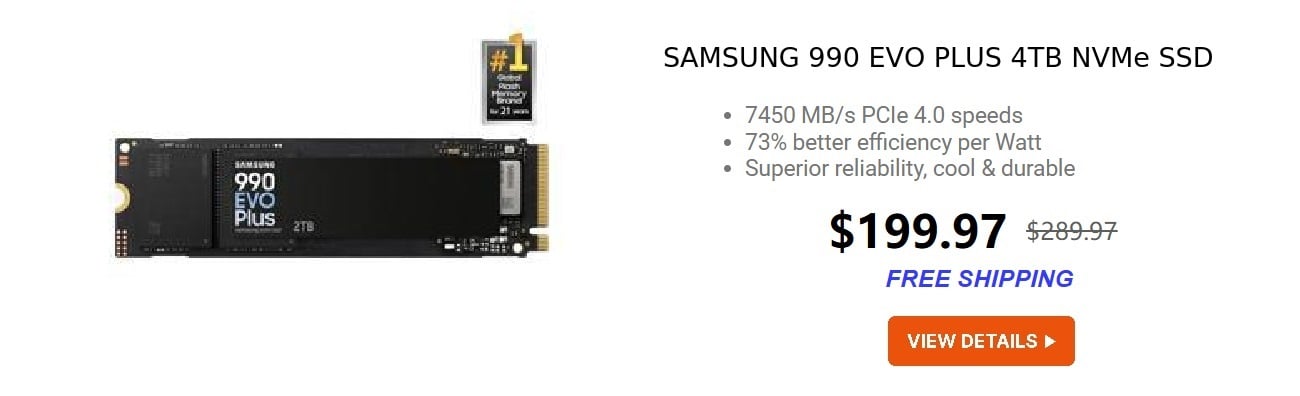 SAMSUNG 990 EVO PLUS 4TB NVMe SSD 