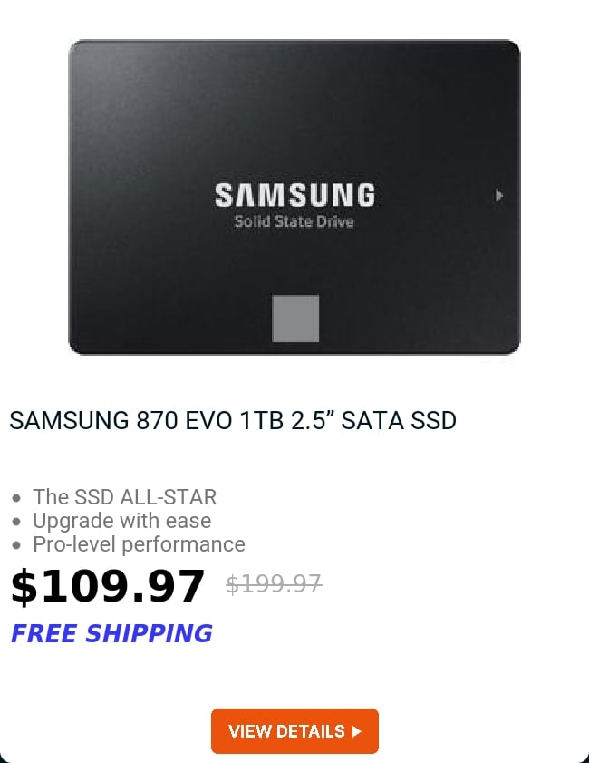 SAMSUNG 870 EVO 1TB 2.5” SATA SSD 