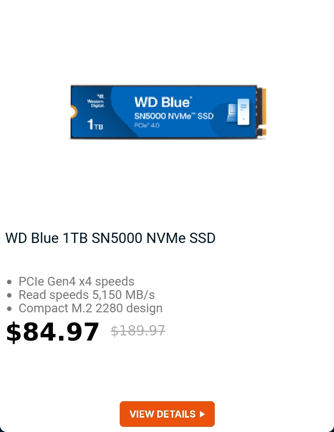 WD Blue 1TB SN5000 NVMe SSD 