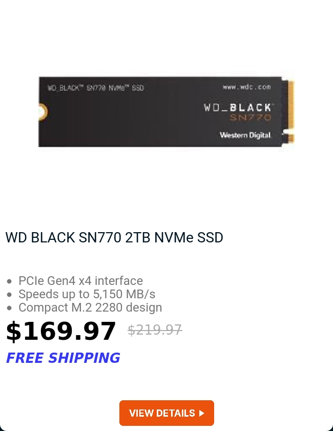 WD BLACK SN770 2TB NVMe SSD 