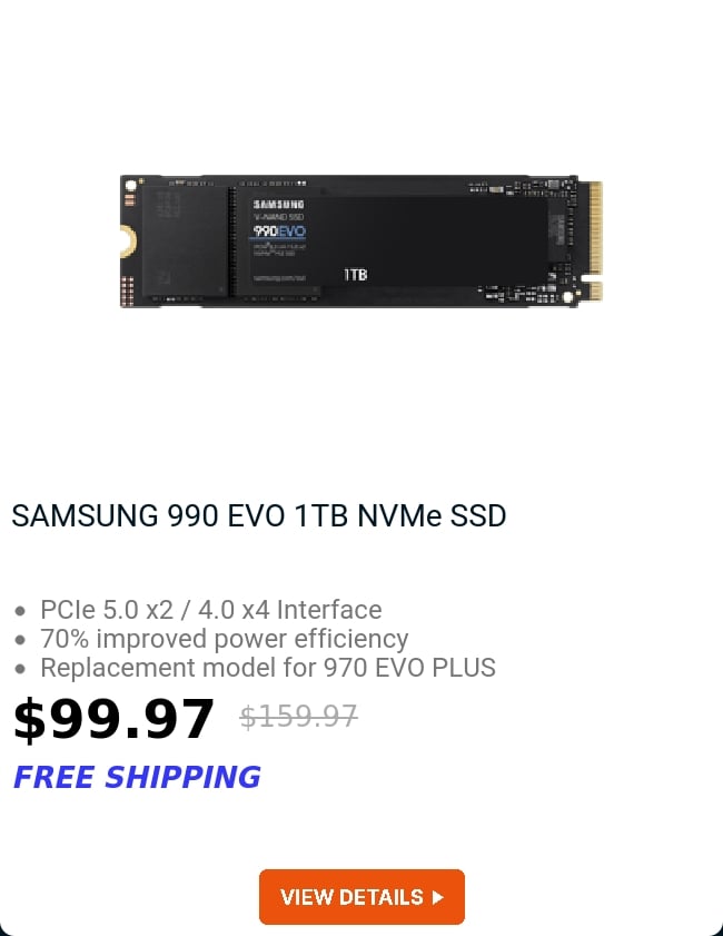 SAMSUNG 990 EVO 1TB NVMe SSD 