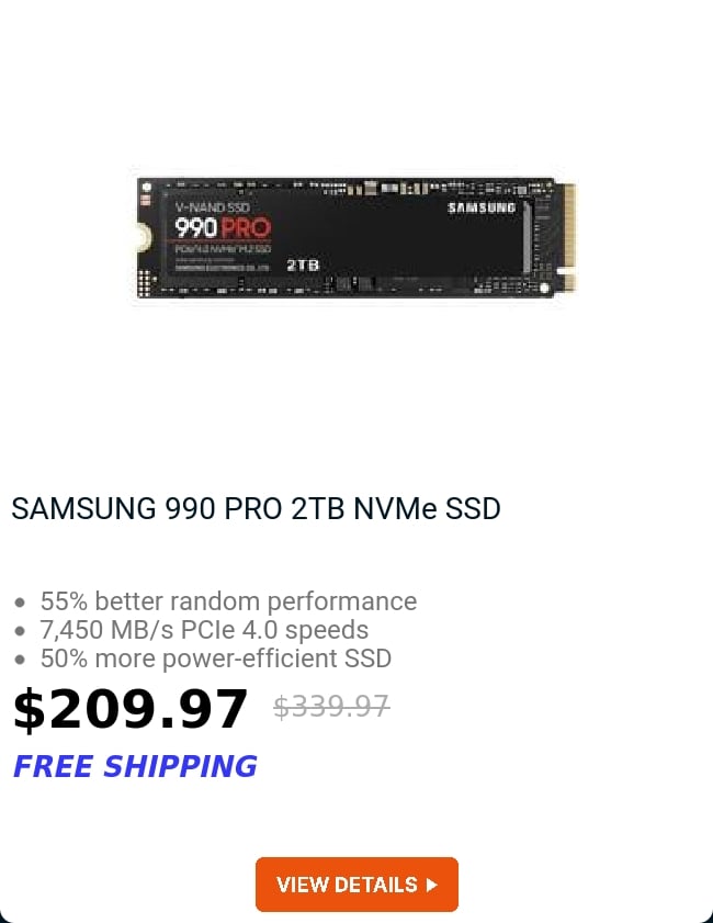 SAMSUNG 990 PRO 2TB NVMe SSD 