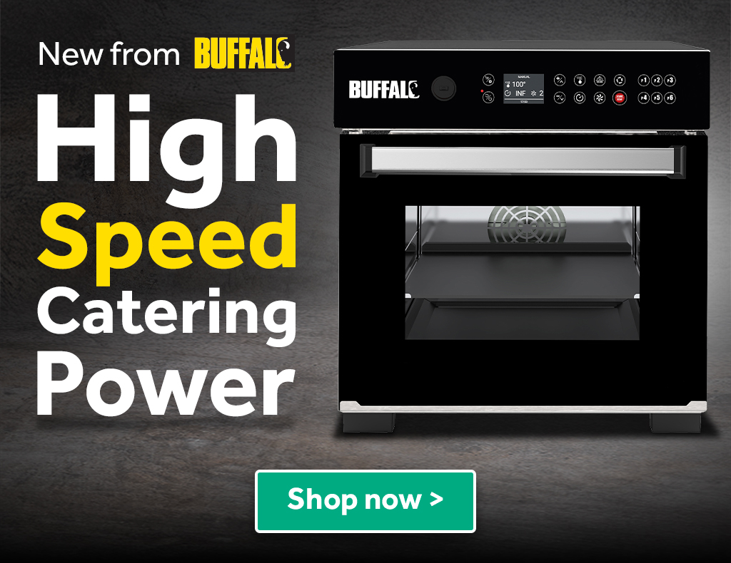 New from Buffalo. Bring speed to your kitchen. Image of JD457 Buffalo High Speed Convection Oven. Shop Now>
