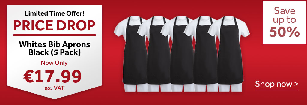 Litmited Time Offer! Price Drop  - Whites Bib Aprons Black (5 Pack) - Save 50%. Shop now >