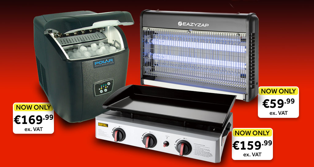 A montage of products, including a Eazyzap LED Fly Killer, Buffalo Ice Cream Maker, Buffalo Silent Bar Blender and a Vogue Ice Cream Scoop. Shop all deals >